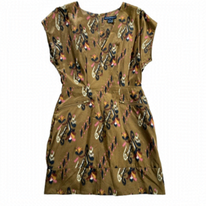 FRENCH Connection bronze abstract pattern silk/cotton mini dress. Size 6